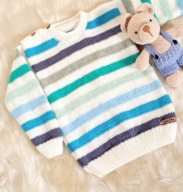 sweter con rayas tejido a mano