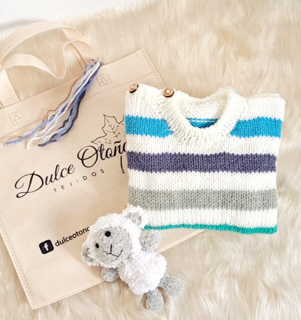 sweter con rayas tejido a mano