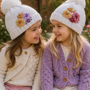 gorros flores bordadas