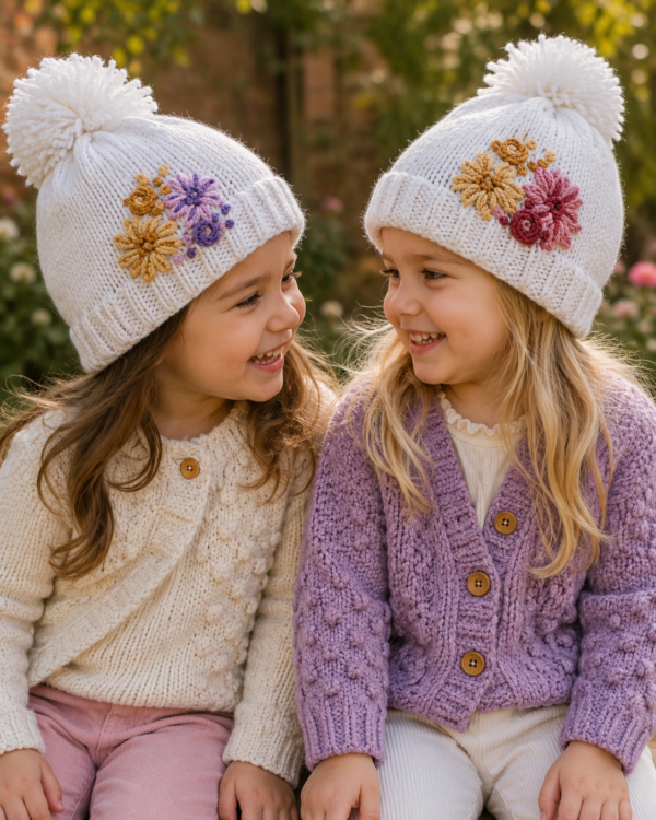 gorros flores bordadas