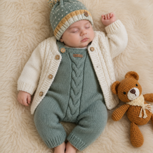 conjunto de jardinero, saco y gorro