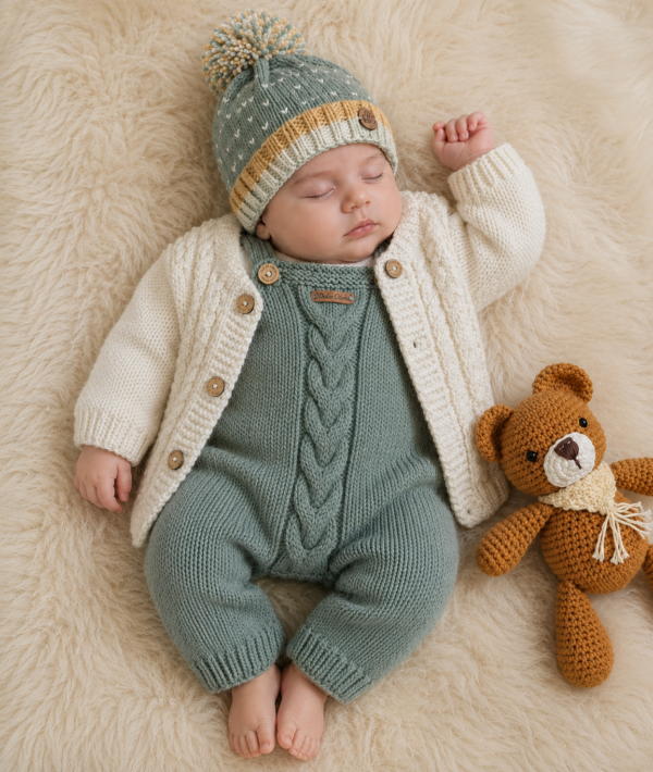 conjunto de jardinero, saco y gorro conjunto de jardinero, saco y gorro