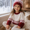 conjunto de sweáter y gorro con guarda de jacquard conjunto de sweáter y gorro con guarda de jacquard