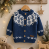 saco con canesú bordado y guarda de jacquard, tejido a mano con lana hipoalergénica saco con canesú bordado y guarda de jacquard, tejido a mano con lana hipoalergénica