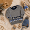 sweater con guarda de jacquard tejido a mano con lana hipoalergénica sweater con guarda de jacquard tejido a mano con lana hipoalergénica