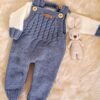 conjunto de jardinero y sweater con guarda de jacquard, tejidos a mano en lana hipoalergénica conjunto de jardinero y sweater con guarda de jacquard, tejidos a mano en lana hipoalergénica