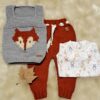 ajuar tejido a mano en lana hipoalergénica de pantalón, gorro y chaleco zorrito con conjunto de algodón pima