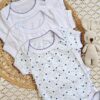 set de 3 bodies de algodón de mangas cortas con cuello americano