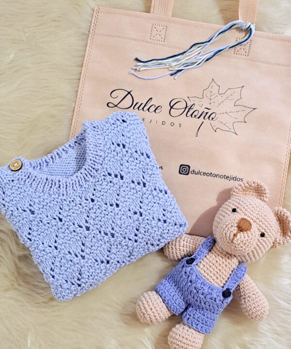 sweater calado celeste