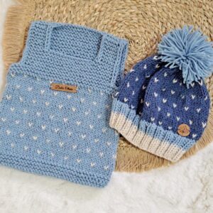 conjunto chaleco y gorro pintitas