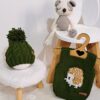 chaleco erizo y gorro ochos verde musgo