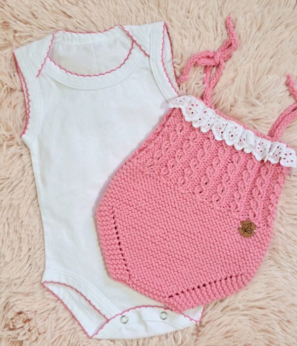 conjunto romántico de enterito con puntilla y body de algodón conjunto romántico de enterito con puntilla y body de algodón
