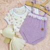conjunto romántico de enterito con puntilla y body de algodón con florcitas mas zapatitos