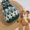 conjunto con guarda jacquard de saco y gorro tejidos a mano con lana hipoalergénica conjunto con guarda jacquard de saco y gorro tejidos a mano con lana hipoalergénica
