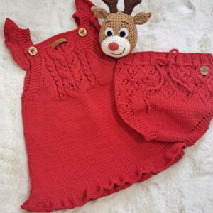 conjunto de vestido y cubrepañal tejidos a mano en hilo de algodón conjunto de vestido y cubrepañal tejidos a mano en hilo de algodón