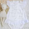 conjunto de vestido volados de algodón con saquito tejido a mano conjunto de vestido volados de algodón con saquito tejido a mano