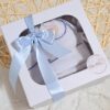 ajuar picot de 5 prendas – algodón blanco con detalles azul