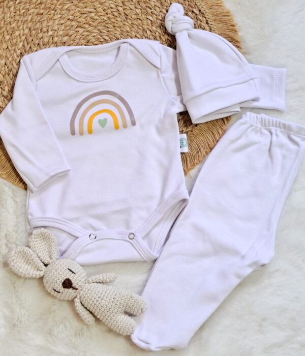 ajuar arcoiris blanco – 3 prendas