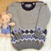 Sweater con Guarda de Jacquard Tejido a Mano con Lana Hipoalergénica