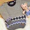 Sweater con Guarda de Jacquard Tejido a Mano con Lana Hipoalergénica