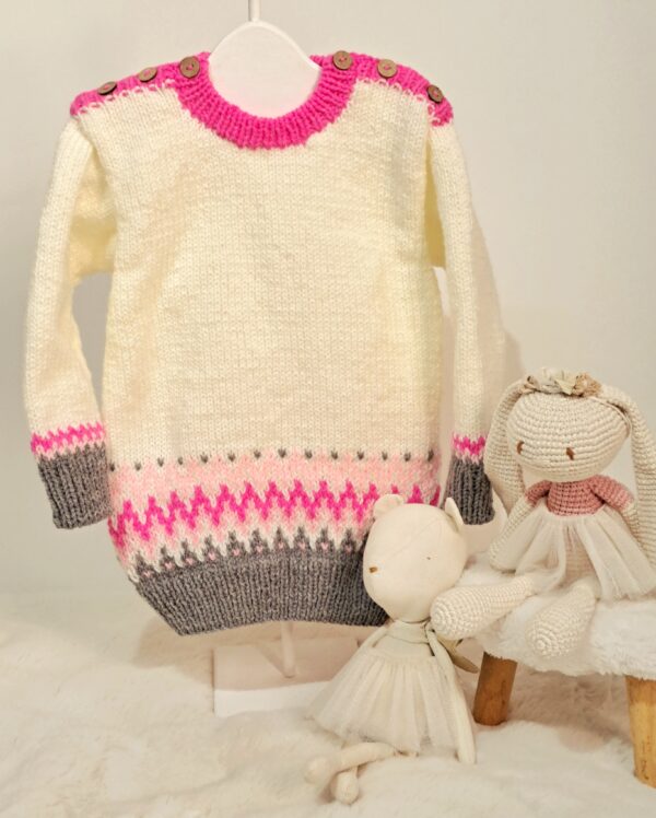 sweater con guarda de jacquard tejido a mano con lana hipoalergénica sweater con guarda de jacquard tejido a mano con lana hipoalergénica