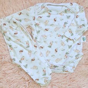 conjunto de algodon estampa tiernos conejitos y erizos