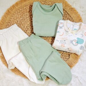 pack de 4 prendas algodón pima – body y ranitas
