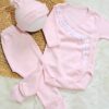 ajuar voladitos de 6 prendas – algodón rosado con detalles de puntilla