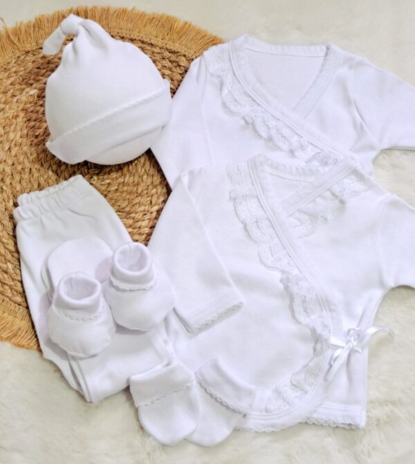ajuar voladitos de 6 prendas – algodón blanco con detalles de puntilla ajuar voladitos de 6 prendas – algodón blanco con detalles de puntilla