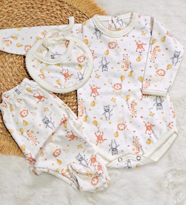 ajuar de algodón pima estampado – 3 prendas