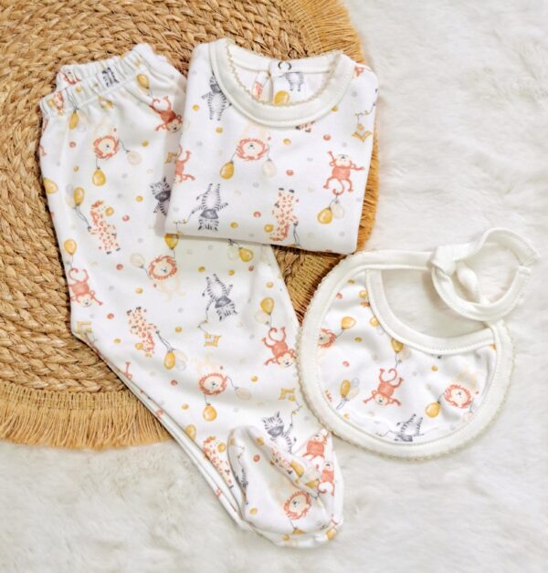 ajuar de algodón pima estampado – 3 prendas