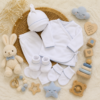 ajuar picot de 5 prendas – algodón blanco con detalles celeste ajuar picot de 5 prendas – algodón blanco con detalles celeste