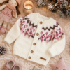 saco con canesú bordado y guarda de jacquard, tejido a mano con lana hipoalergénica saco con canesú bordado y guarda de jacquard, tejido a mano con lana hipoalergénica