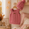 conjunto chaleco y gorro ochos rosa viejo conjunto chaleco y gorro ochos rosa viejo