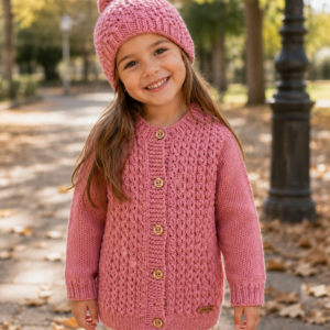 conjunto de saco y gorro con ochitos calados, tejidos a mano en lana hipoalergénica conjunto de saco y gorro con ochitos calados, tejidos a mano en lana hipoalergénica