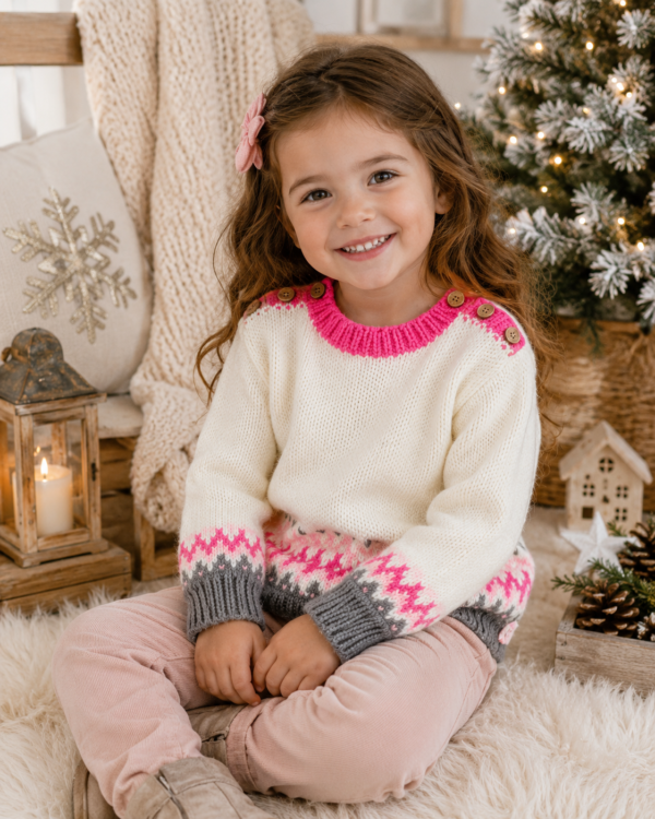 sweater con guarda de jacquard tejido a mano con lana hipoalergénica sweater con guarda de jacquard tejido a mano con lana hipoalergénica