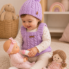 chaleco y gorro ochos lila