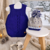 conjunto de chaleco y gorro pintitas