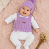 ajuar de chaleco y gorro con trenzas tejido a mano en lana hipoalergénica con conjunto de algodón ajuar de chaleco y gorro con trenzas tejido a mano en lana hipoalergénica con conjunto de algodón