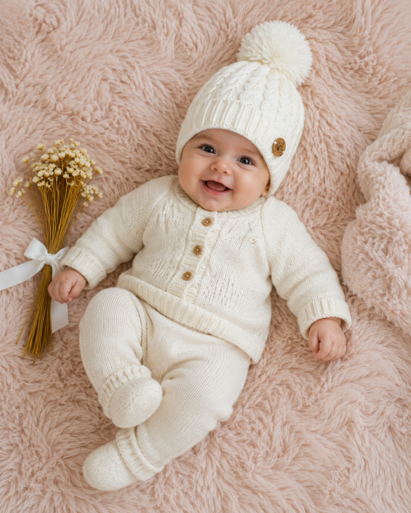 gorro ochitos crema gorro ochitos crema