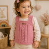 chaleco vintage calado rosa pastel