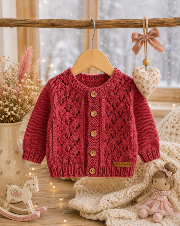 conjunto de saco guinda calado con gorro pintitas conjunto de saco guinda calado con gorro pintitas