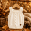 conjunto de chaleco trenza y gorro con ochos conjunto de chaleco trenza y gorro con ochos