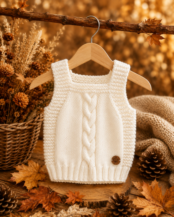 conjunto de chaleco trenza y gorro con ochos conjunto de chaleco trenza y gorro con ochos