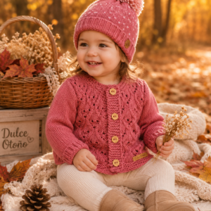 conjunto de saco guinda calado con gorro pintitas conjunto de saco guinda calado con gorro pintitas