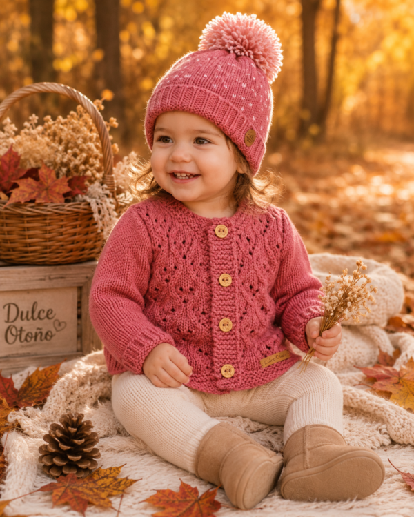 conjunto de saco guinda calado con gorro pintitas conjunto de saco guinda calado con gorro pintitas