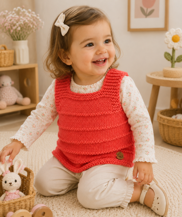 chaleco vintage calado rosa pastel