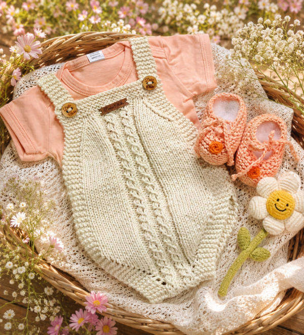 conjunto de enterito con rositas bordadas y prenditas de algodón conjunto de enterito con rositas bordadas y prenditas de algodón