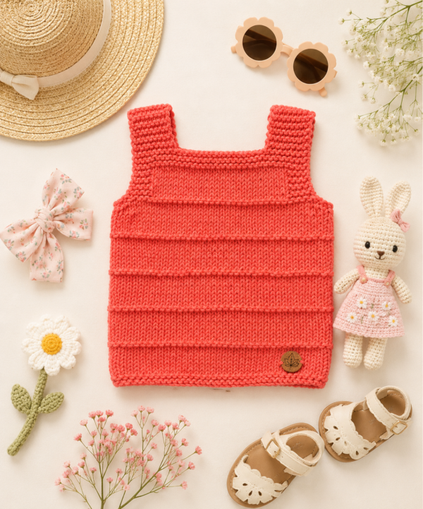 chaleco vintage calado rosa pastel