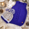 conjunto de chaleco y gorro pintitas